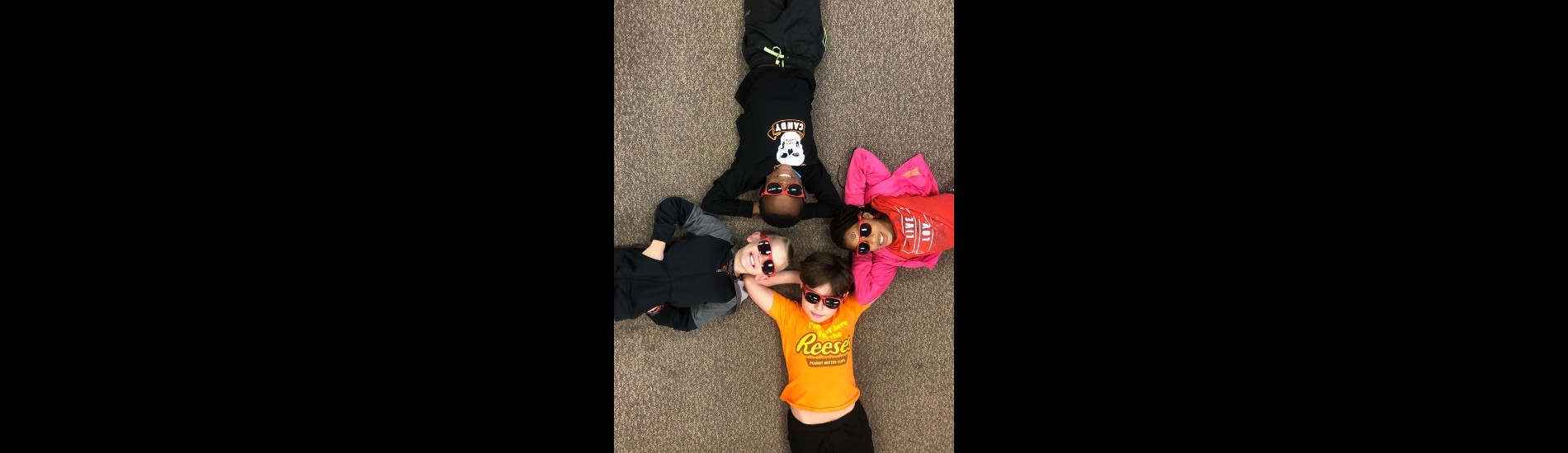 Katherine Thomas Elementary students wearing sunglasses
